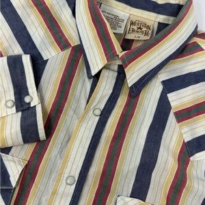 Western Frontier Pearl Snap Shirt Men’s Size Large Multicolor Stripes Western G7